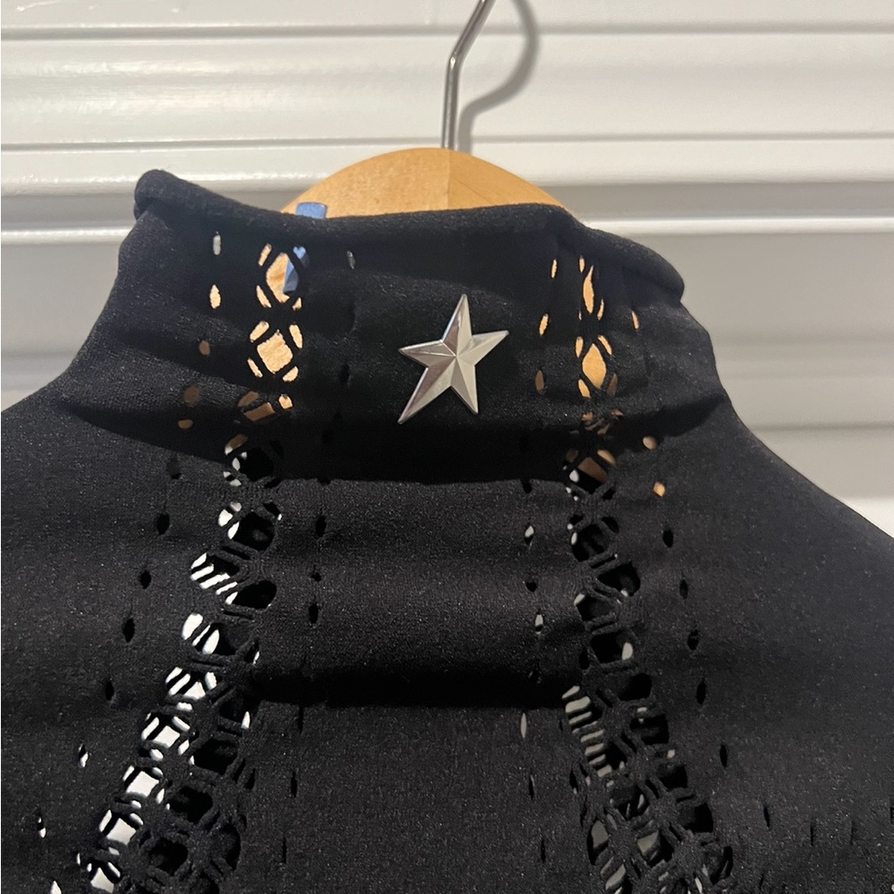 Mugler Black Top with Intricate Cutouts